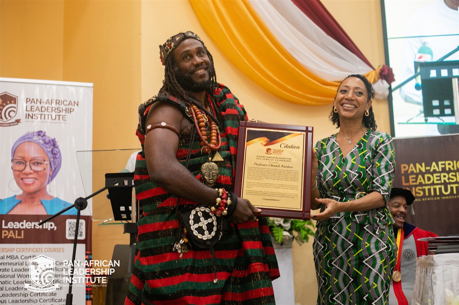 Ọbádélé Kambon receiving the Kwame Nkrumah Award for Pan-African Leadership